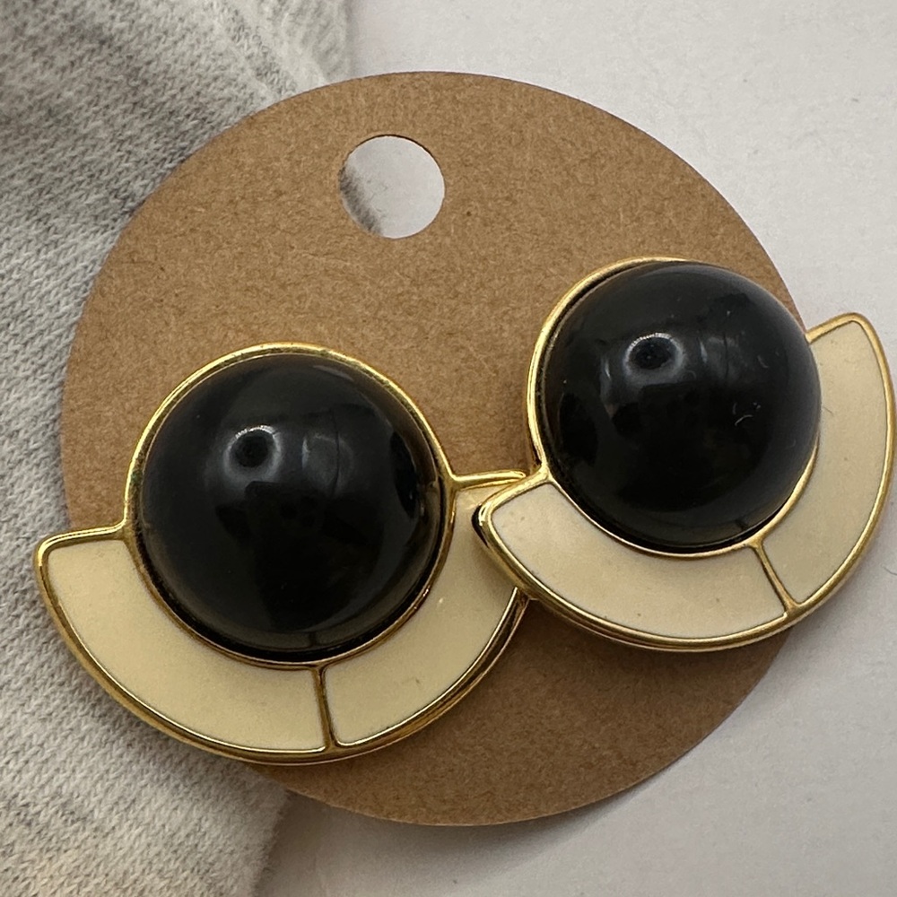 Monet Black and Cream Statement Earrings